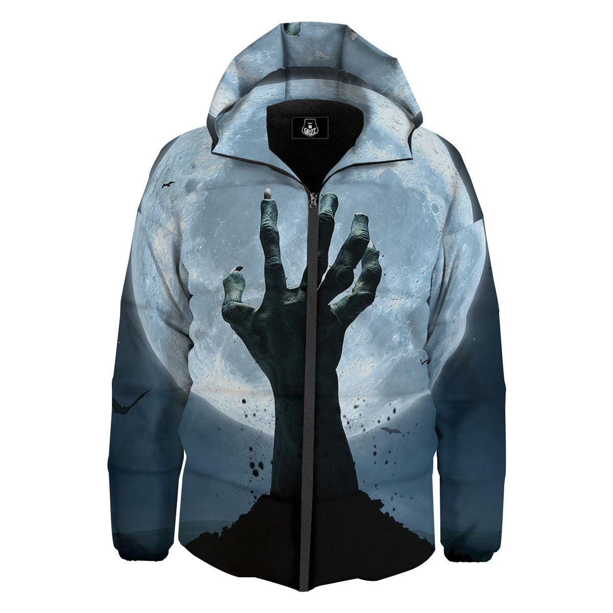 Zombie Hands Scary Print Down Jacket-grizzshop
