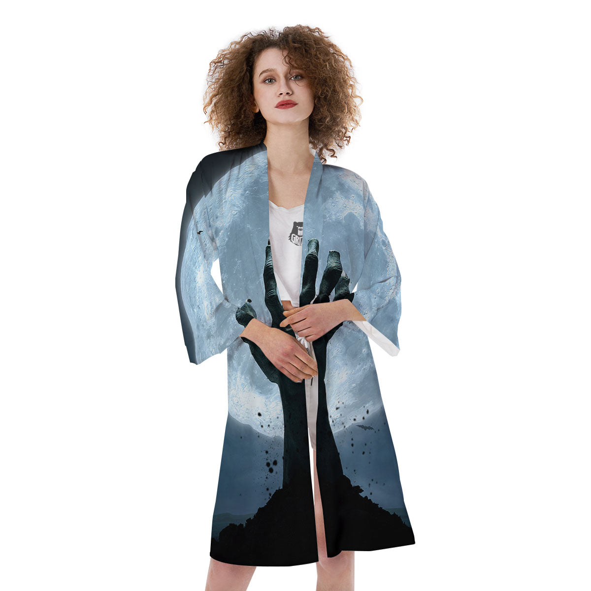Zombie Hands Scary Print Kimono-grizzshop