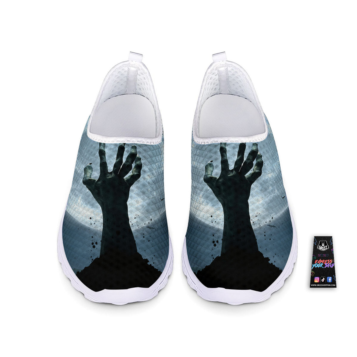 Zombie Hands Scary Print Nurse Shoes-grizzshop