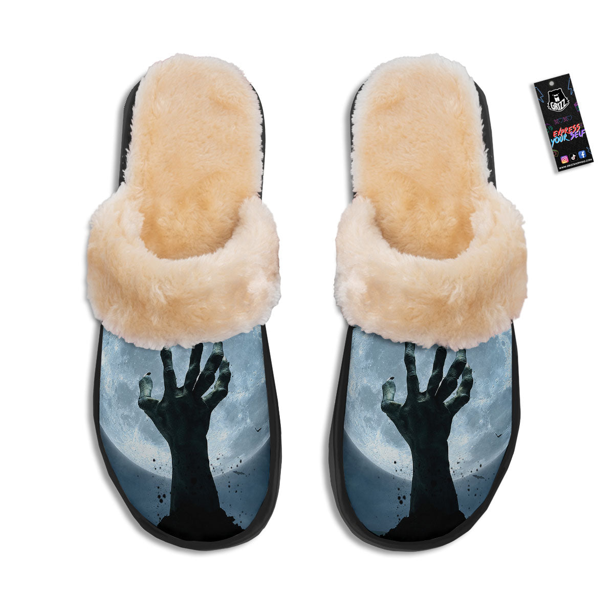 Zombie Hands Scary Print Slippers-grizzshop
