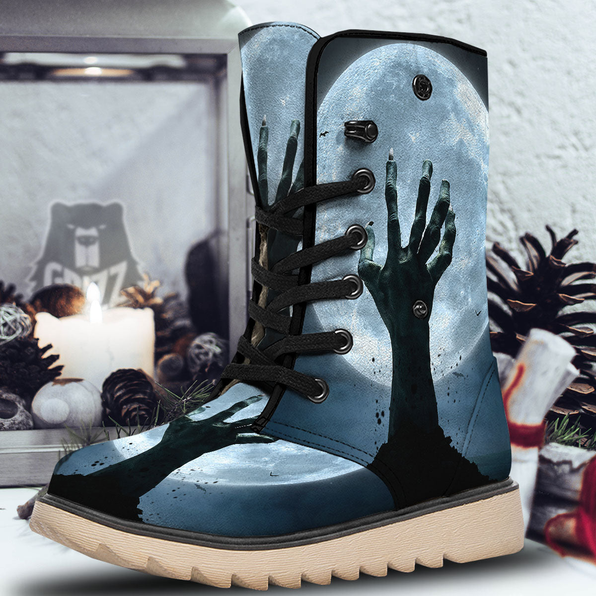 Zombie Hands Scary Print Snow Boots-grizzshop