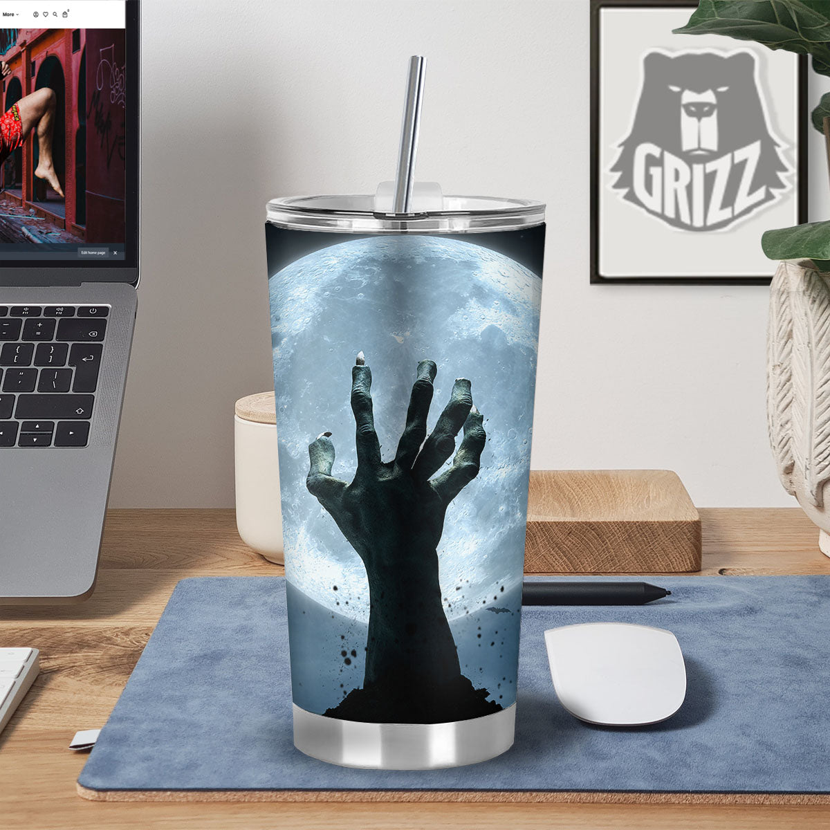 Zombie Hands Scary Print Tumbler-grizzshop