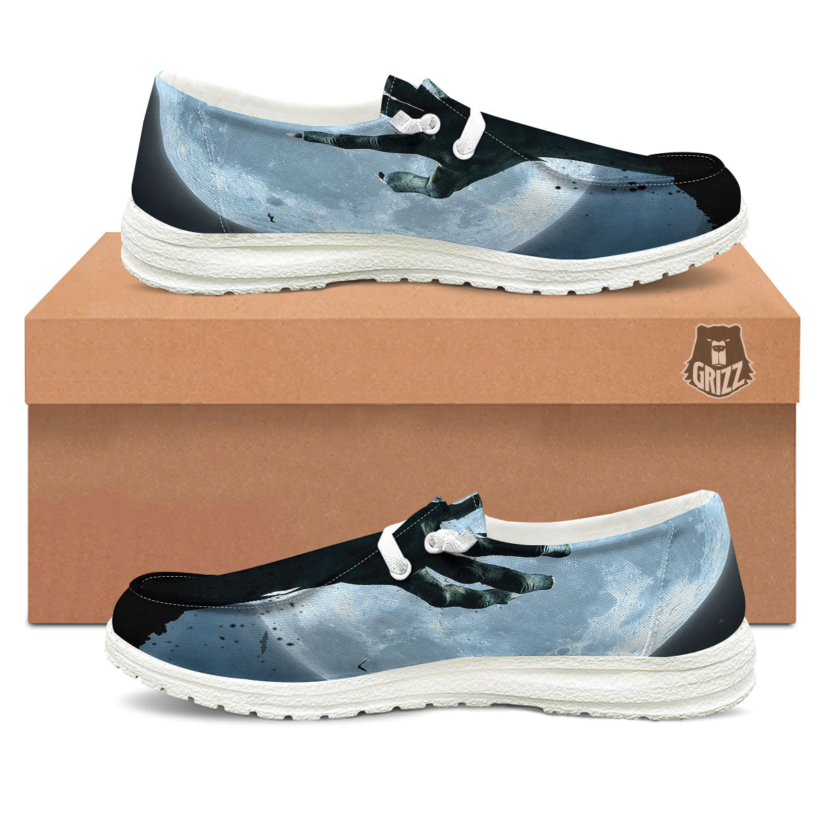 Zombie Hands Scary Print White Loafers-grizzshop