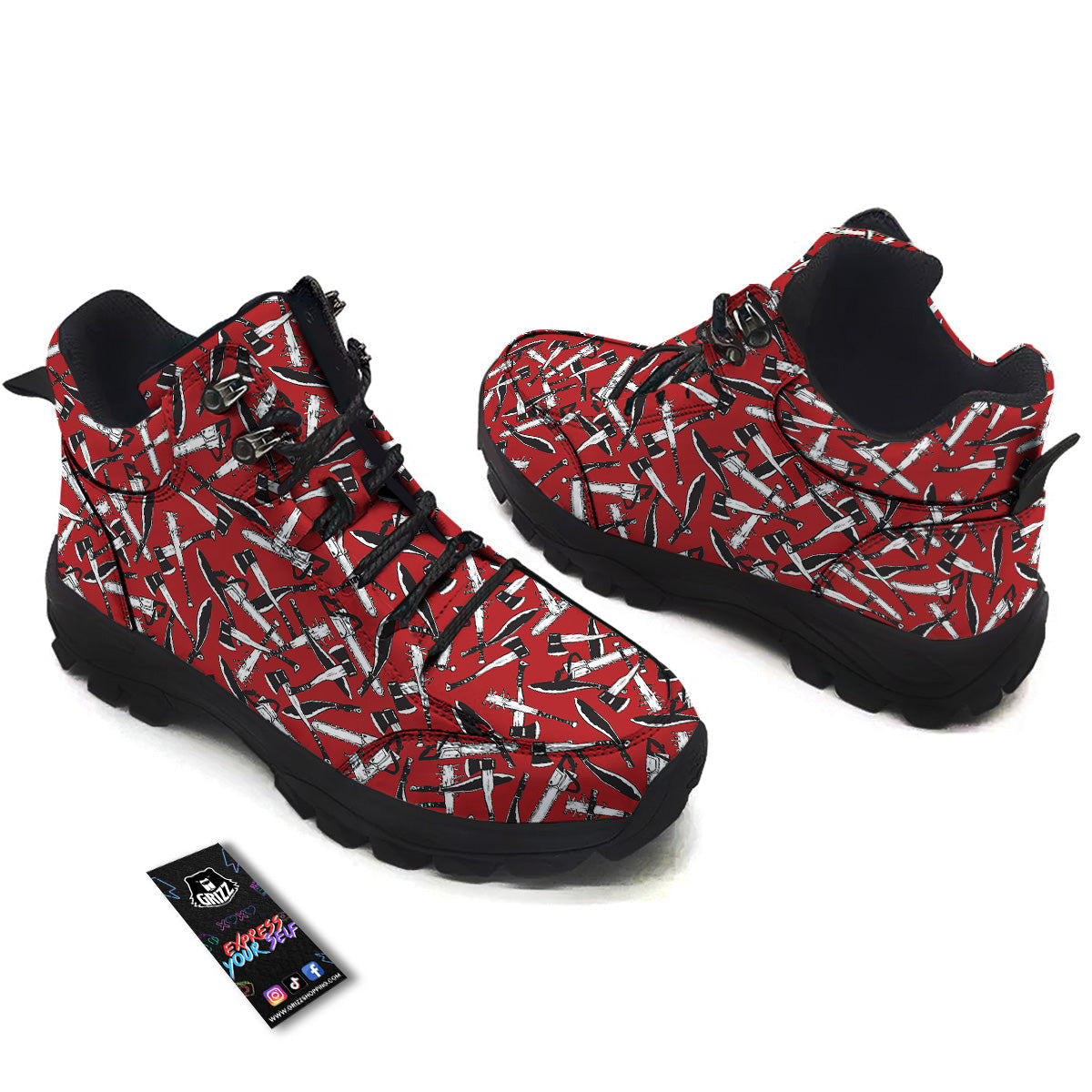Zombie Killer Weapon Print Pattern Hiking Shoes-grizzshop