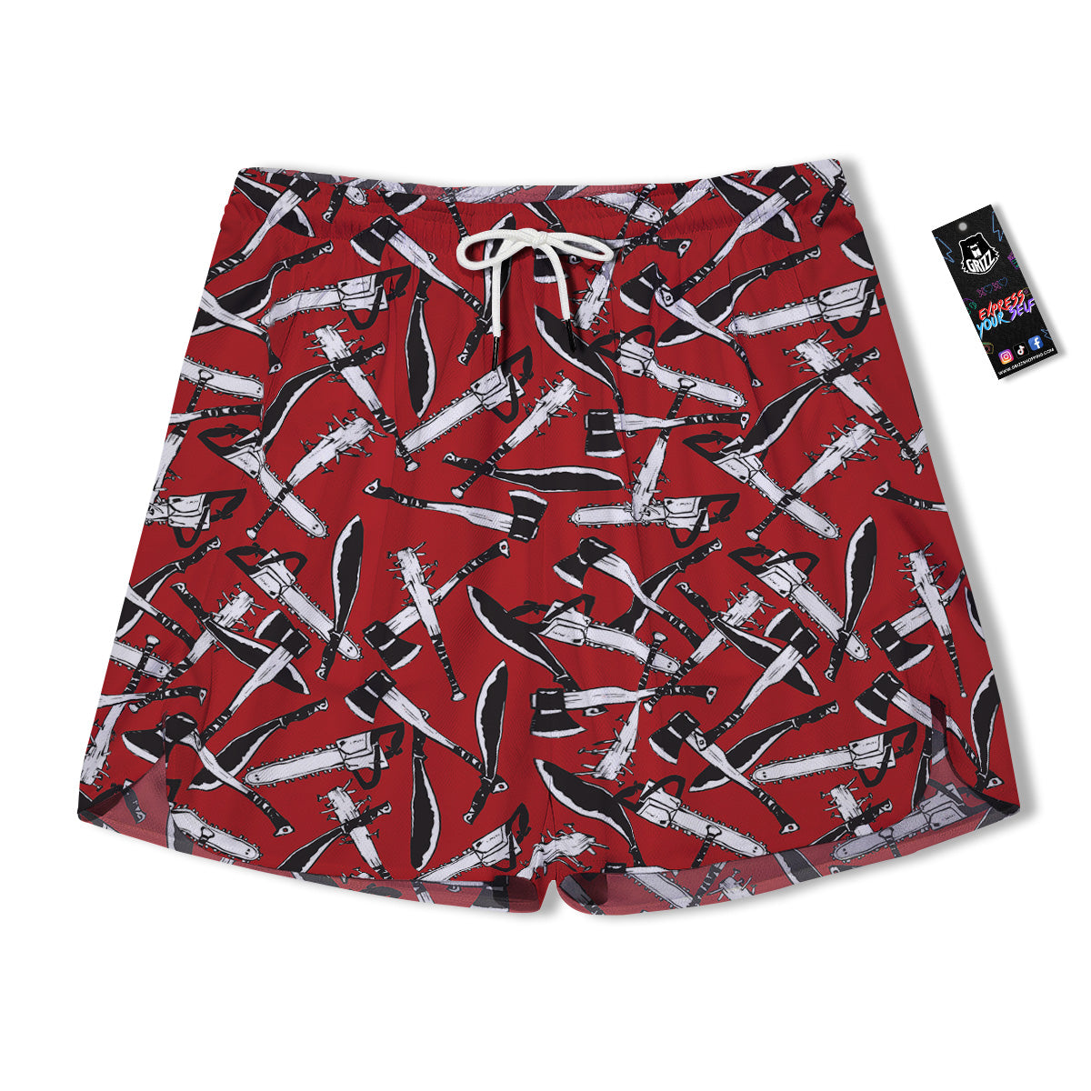 Zombie Killer Weapon Print Pattern Men's Running Shorts-grizzshop