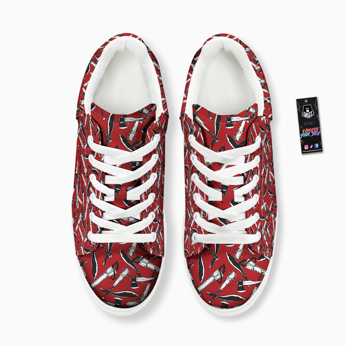 Zombie Killer Weapon Print Pattern Platform Shoes-grizzshop