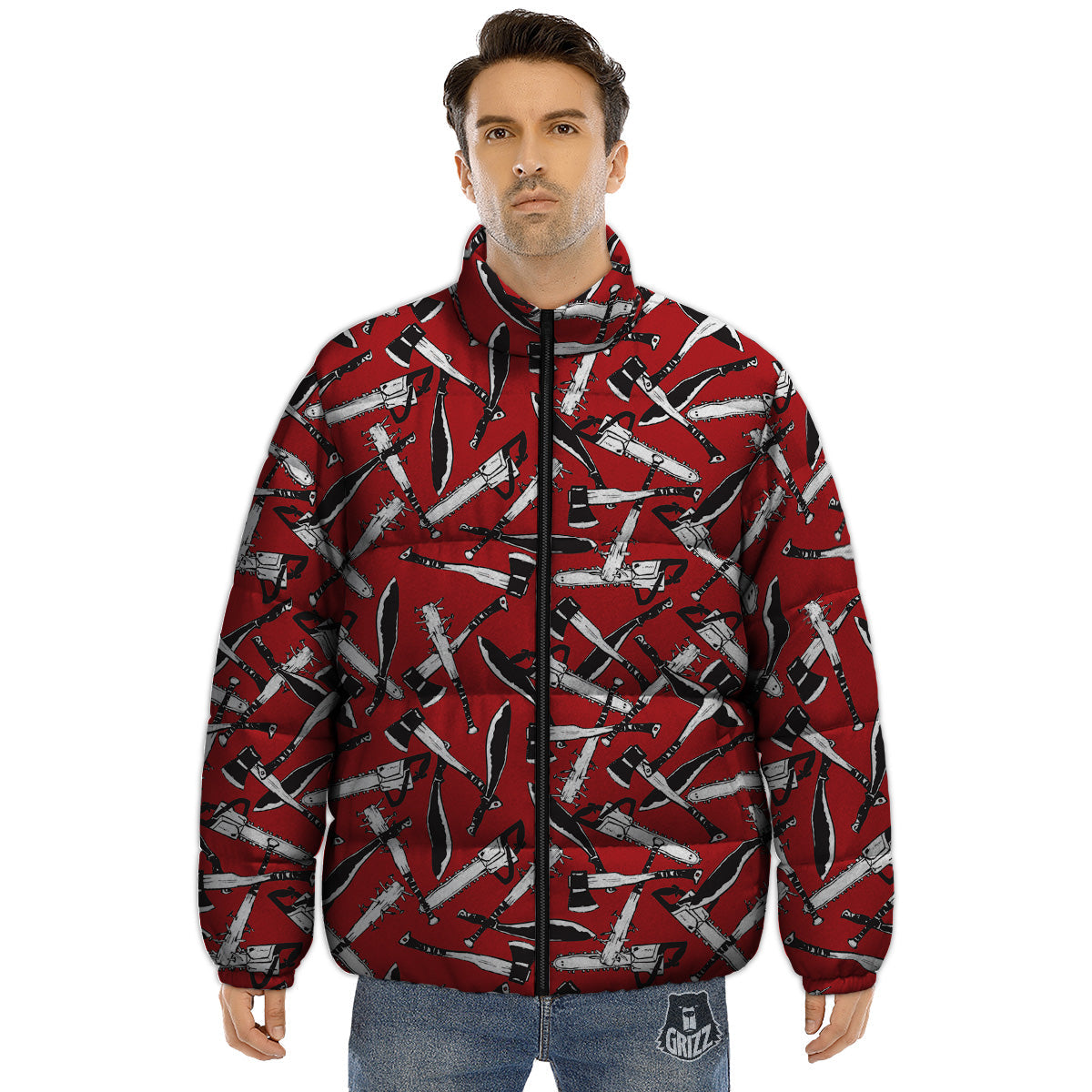 Zombie Killer Weapon Print Pattern Puffer Jacket-grizzshop