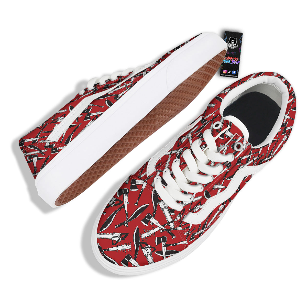 Zombie Killer Weapon Print Pattern Skate Shoes-grizzshop