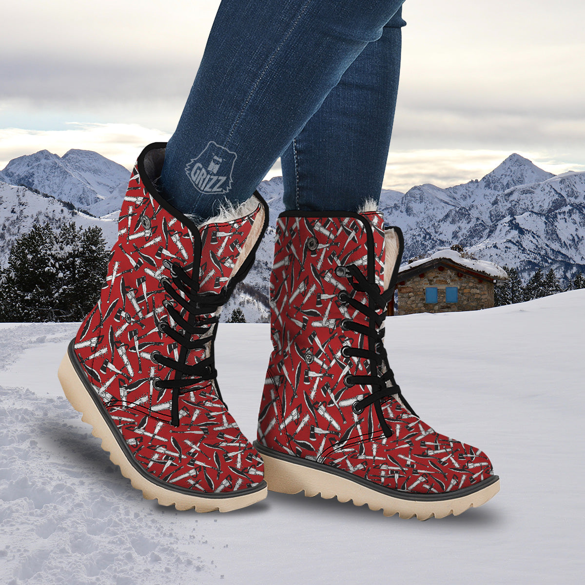 Zombie Killer Weapon Print Pattern Snow Boots-grizzshop