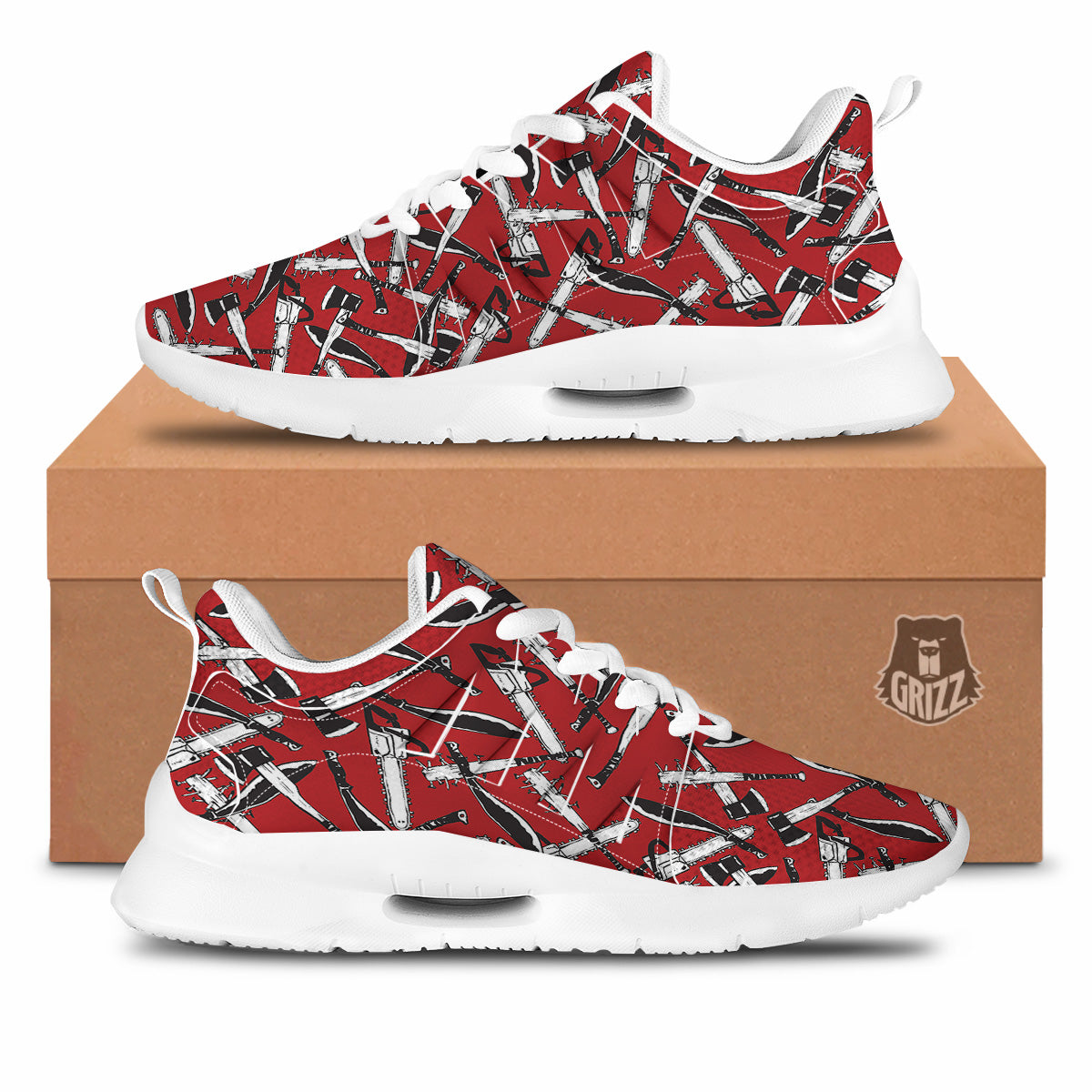 Zombie Killer Weapon Print Pattern Tennis Shoes-grizzshop