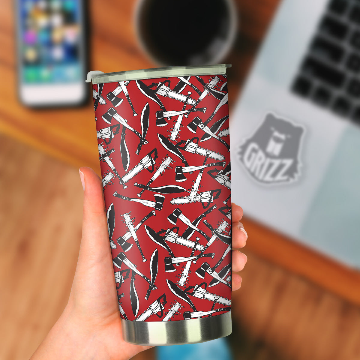 Zombie Killer Weapon Print Pattern Tumbler-grizzshop