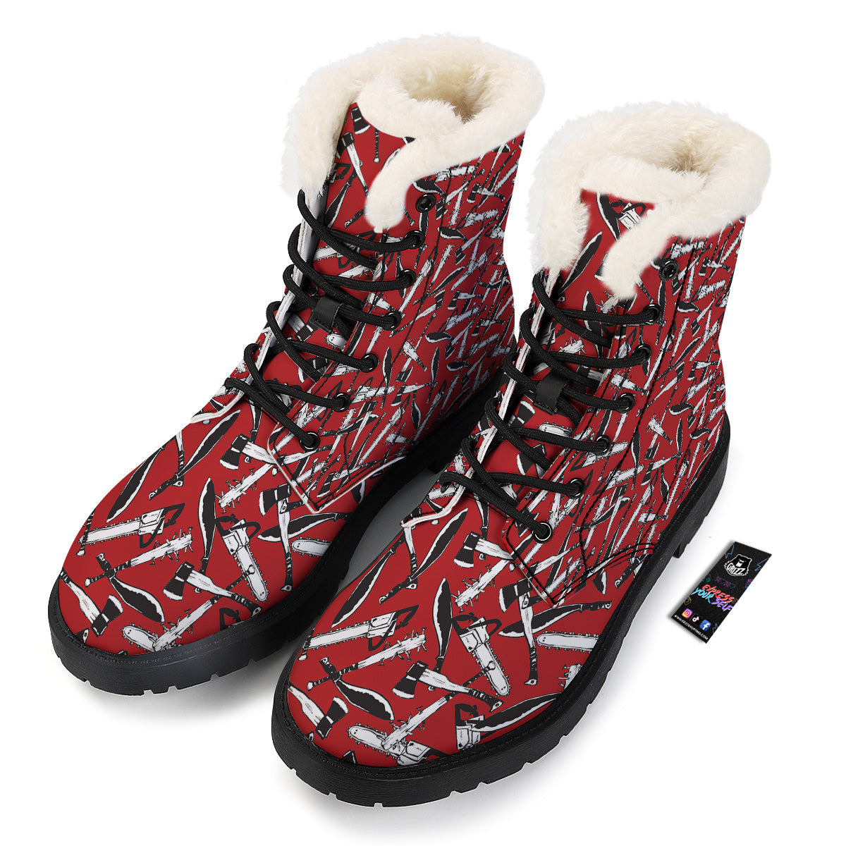 Zombie Killer Weapon Print Pattern Winter Boots-grizzshop