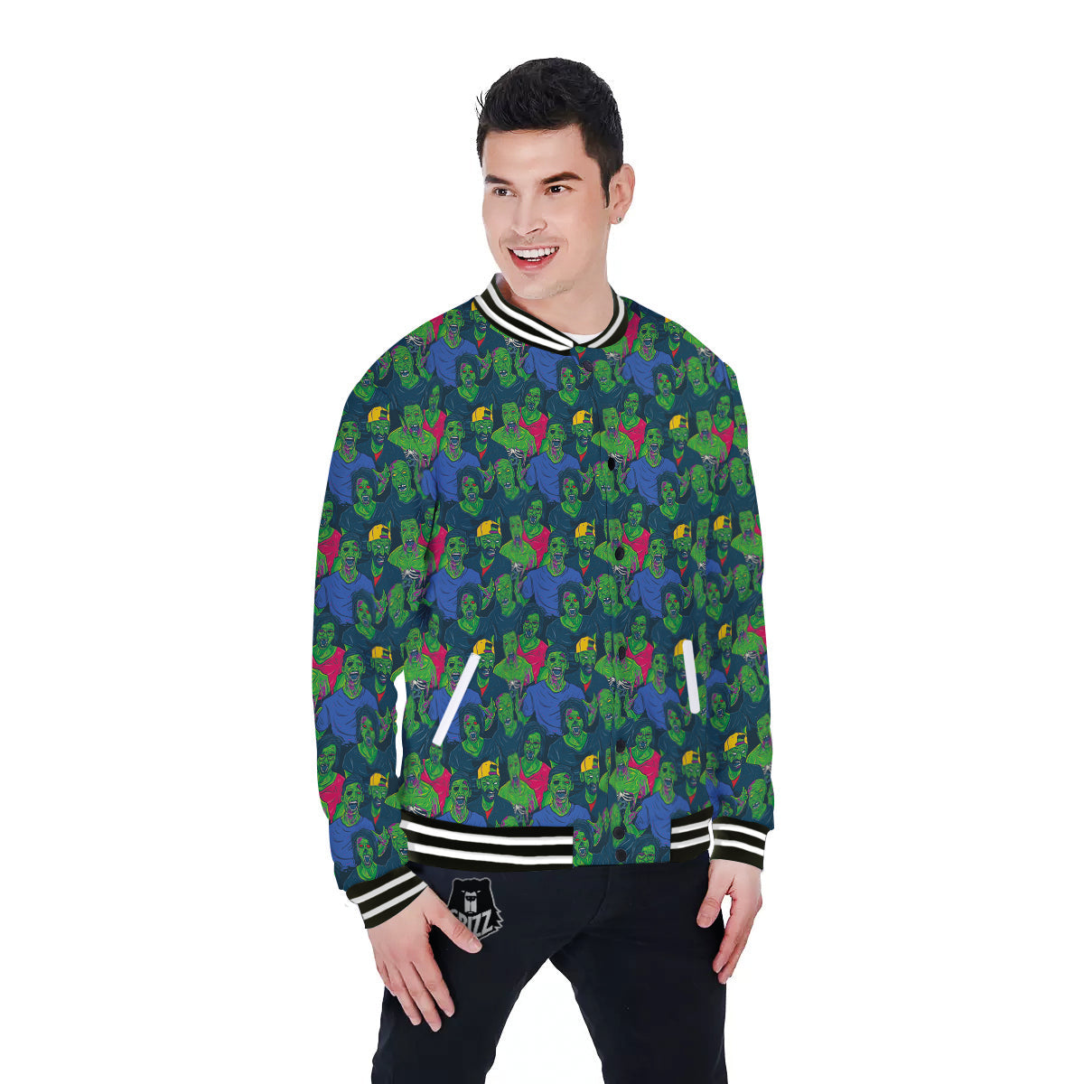 Zombie Print Pattern Baseball Jacket-grizzshop