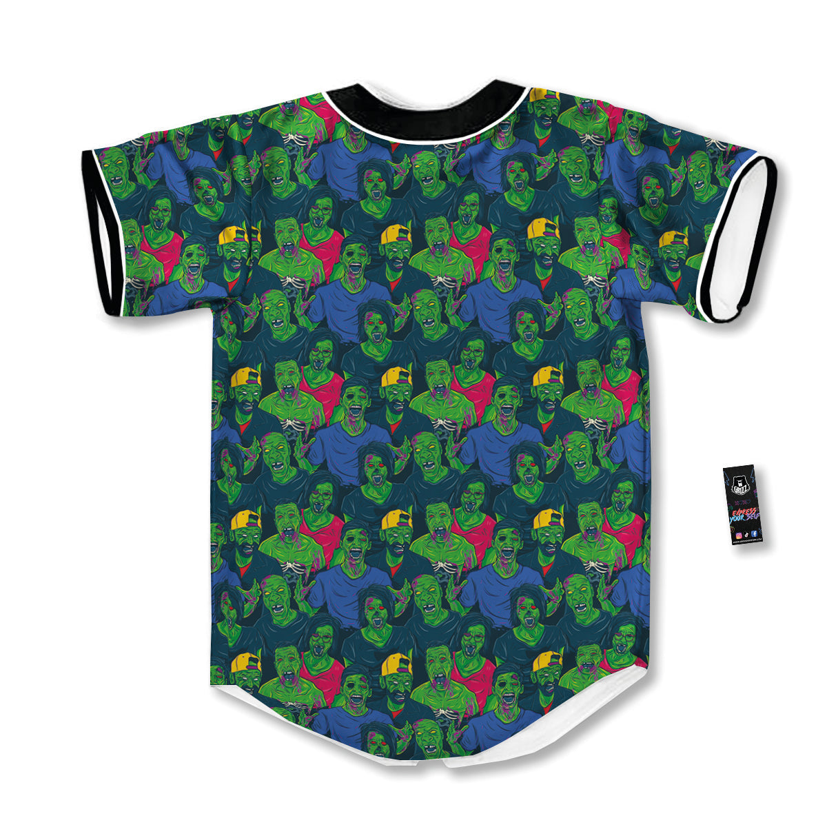 Zombie Print Pattern Baseball Jersey-grizzshop