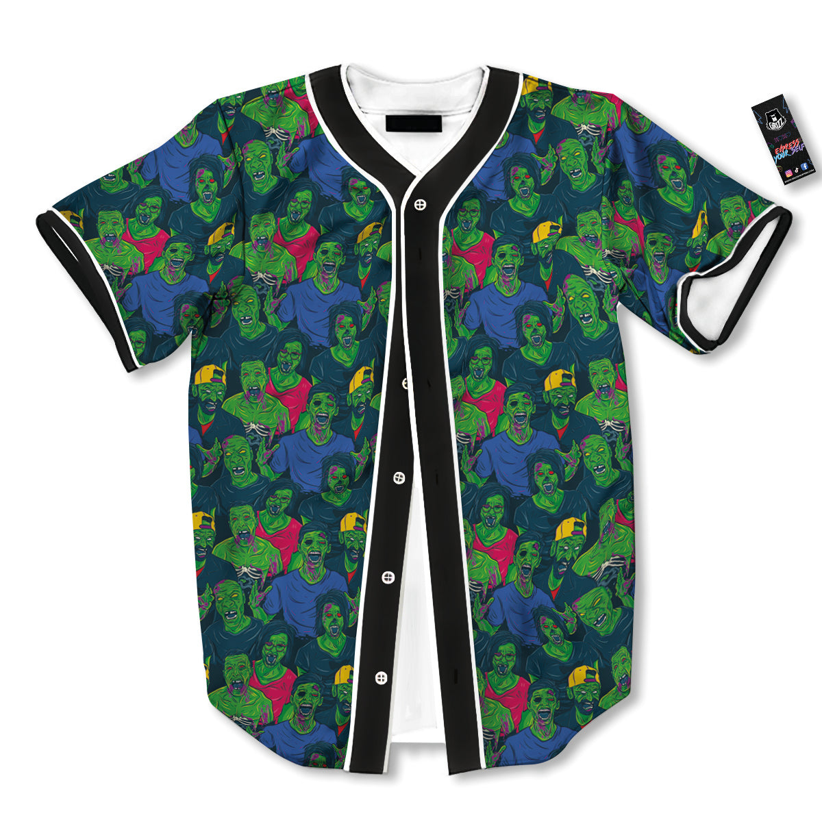 Zombie Print Pattern Baseball Jersey-grizzshop
