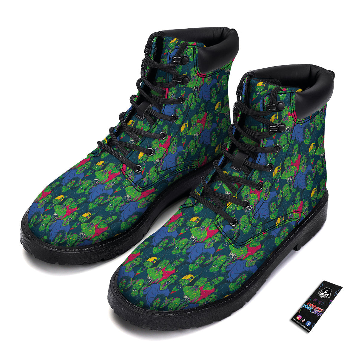 Zombie Print Pattern Boots-grizzshop