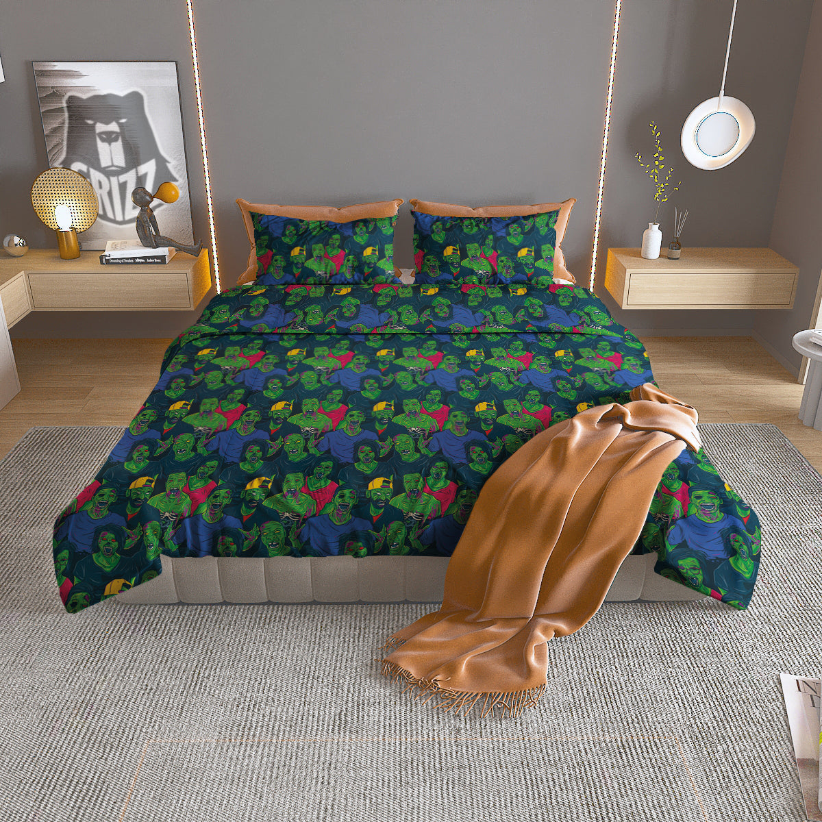 Zombie Print Pattern Duvet Cover Bedding Set-grizzshop
