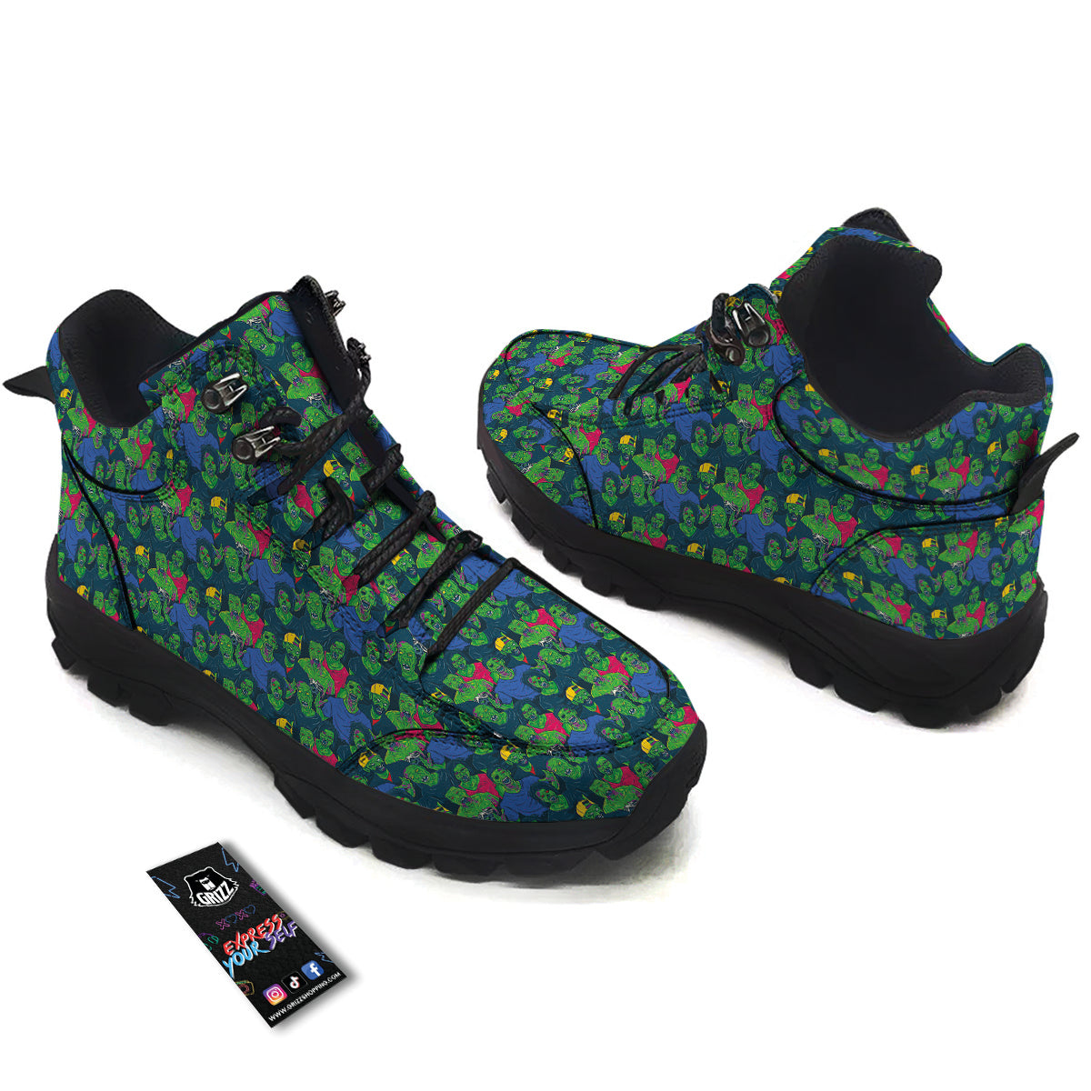 Zombie Print Pattern Hiking Shoes-grizzshop