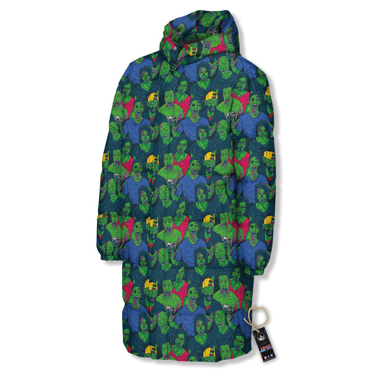Zombie Print Pattern Long Down Jacket-grizzshop