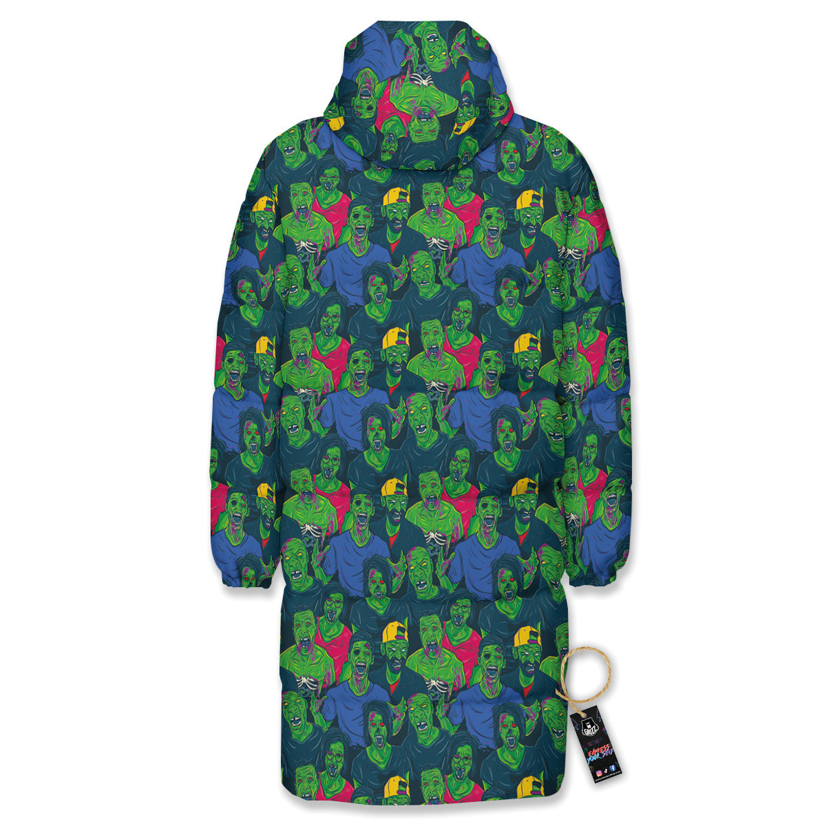 Zombie Print Pattern Long Down Jacket-grizzshop