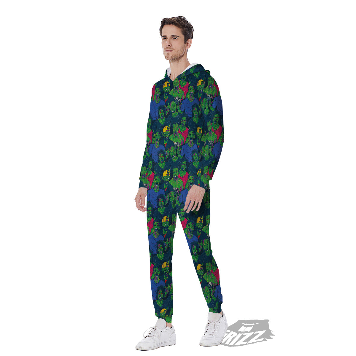 Zombie Print Pattern Men's Jumpsuit-grizzshop