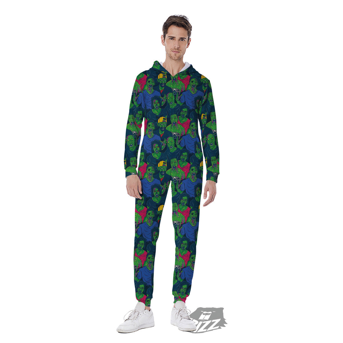 Zombie Print Pattern Men's Jumpsuit-grizzshop