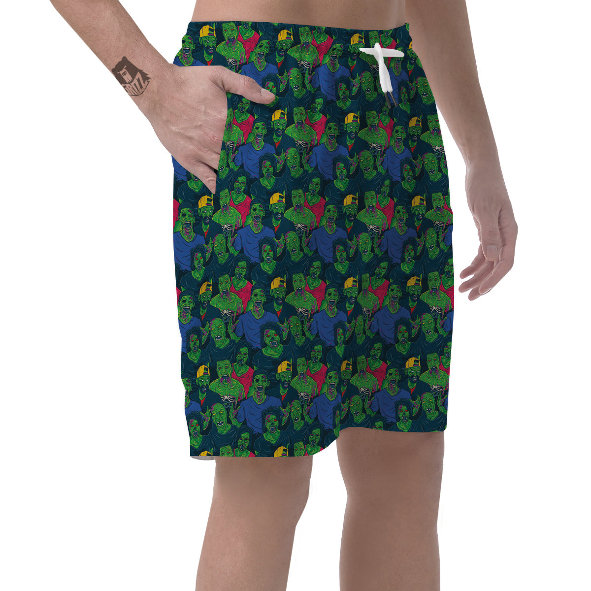 Zombie Print Pattern Men's Shorts-grizzshop