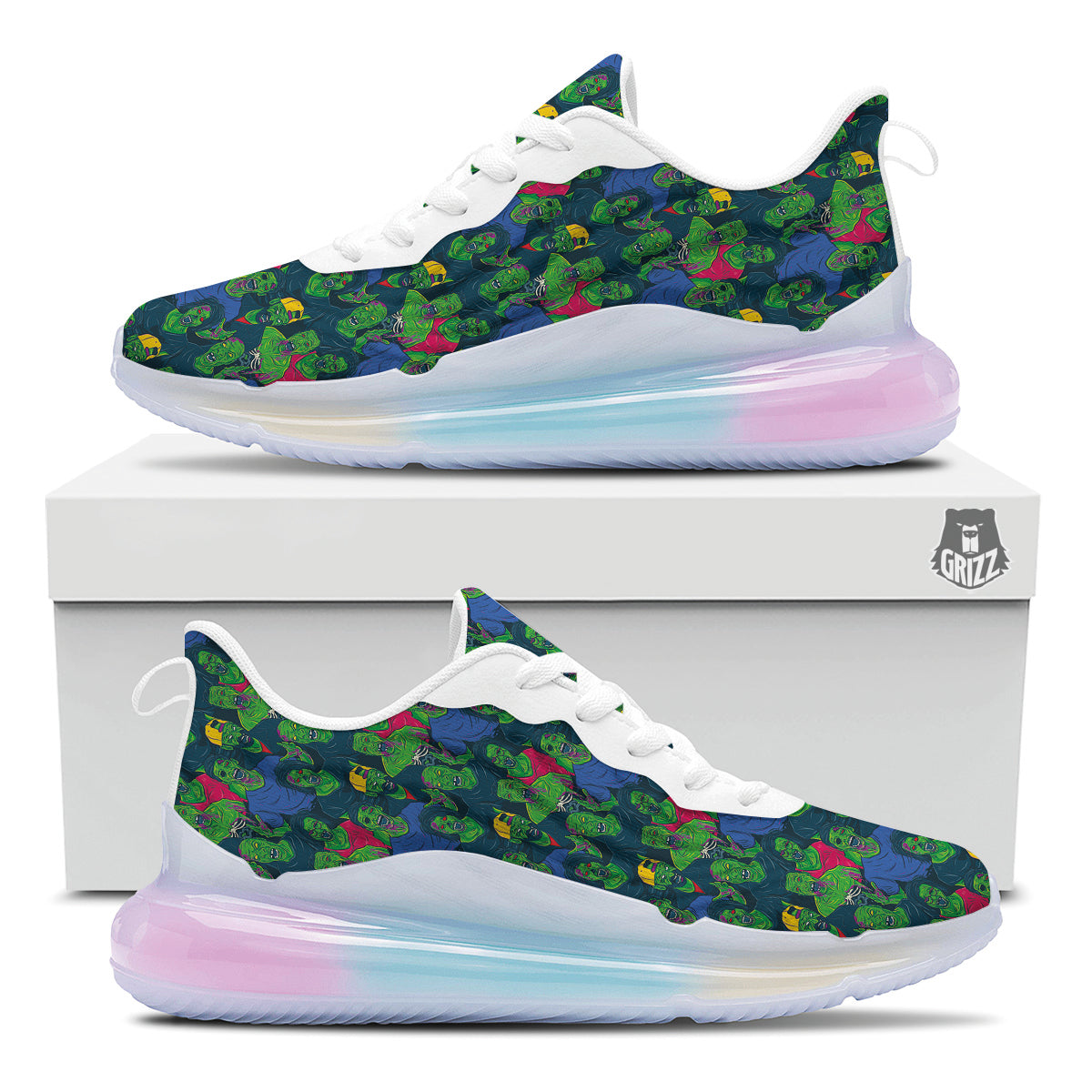 Zombie Print Pattern Running Sneakers-grizzshop