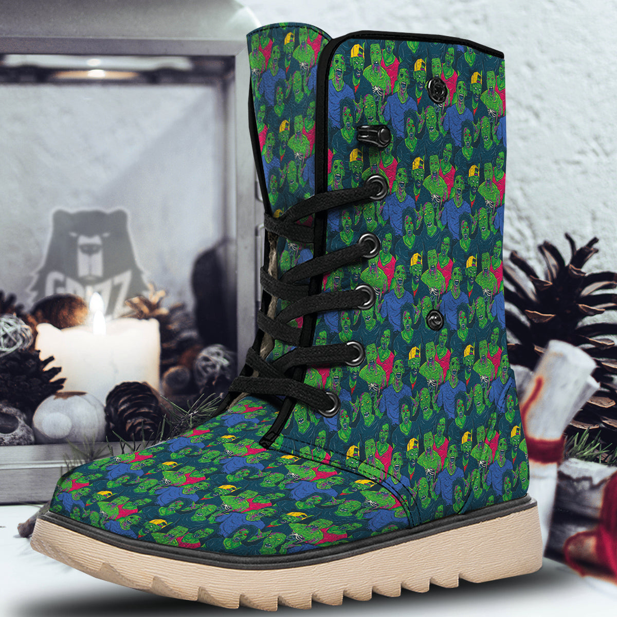 Zombie Print Pattern Snow Boots-grizzshop