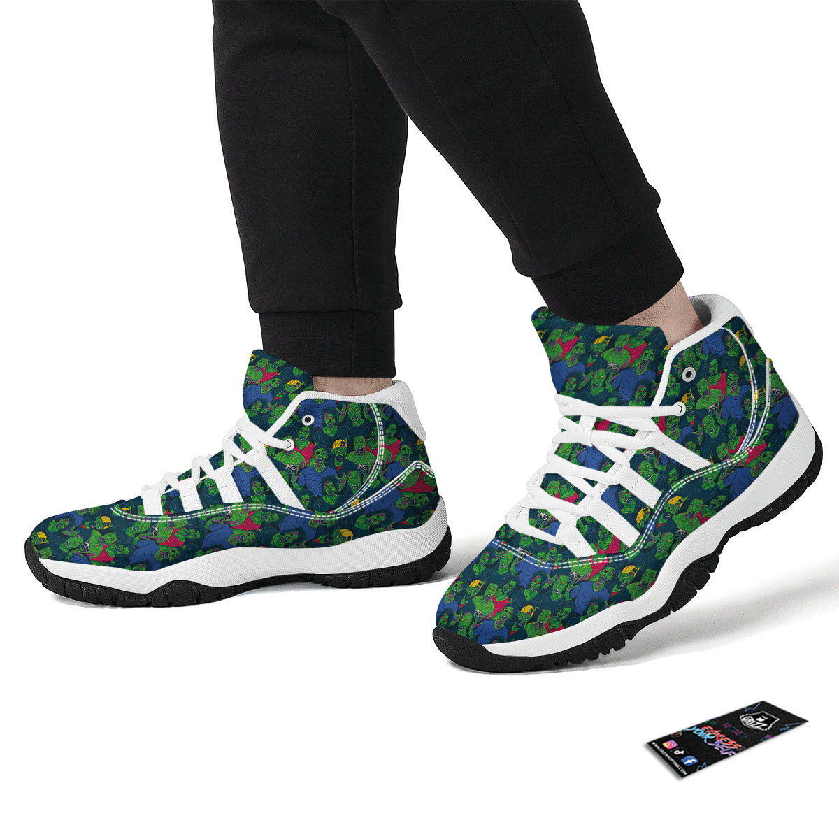 Zombie Print Pattern White Bball Shoes-grizzshop