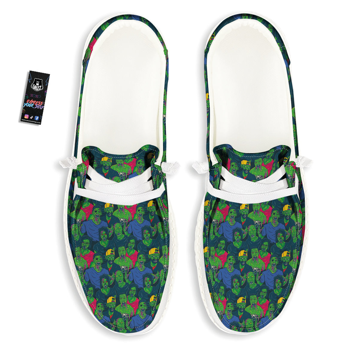 Zombie Print Pattern White Loafers-grizzshop