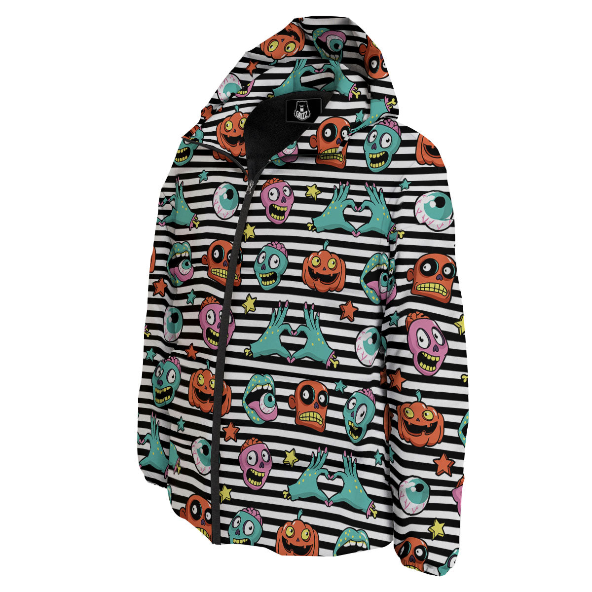 Zombie Striped Halloween Print Pattern Down Jacket-grizzshop