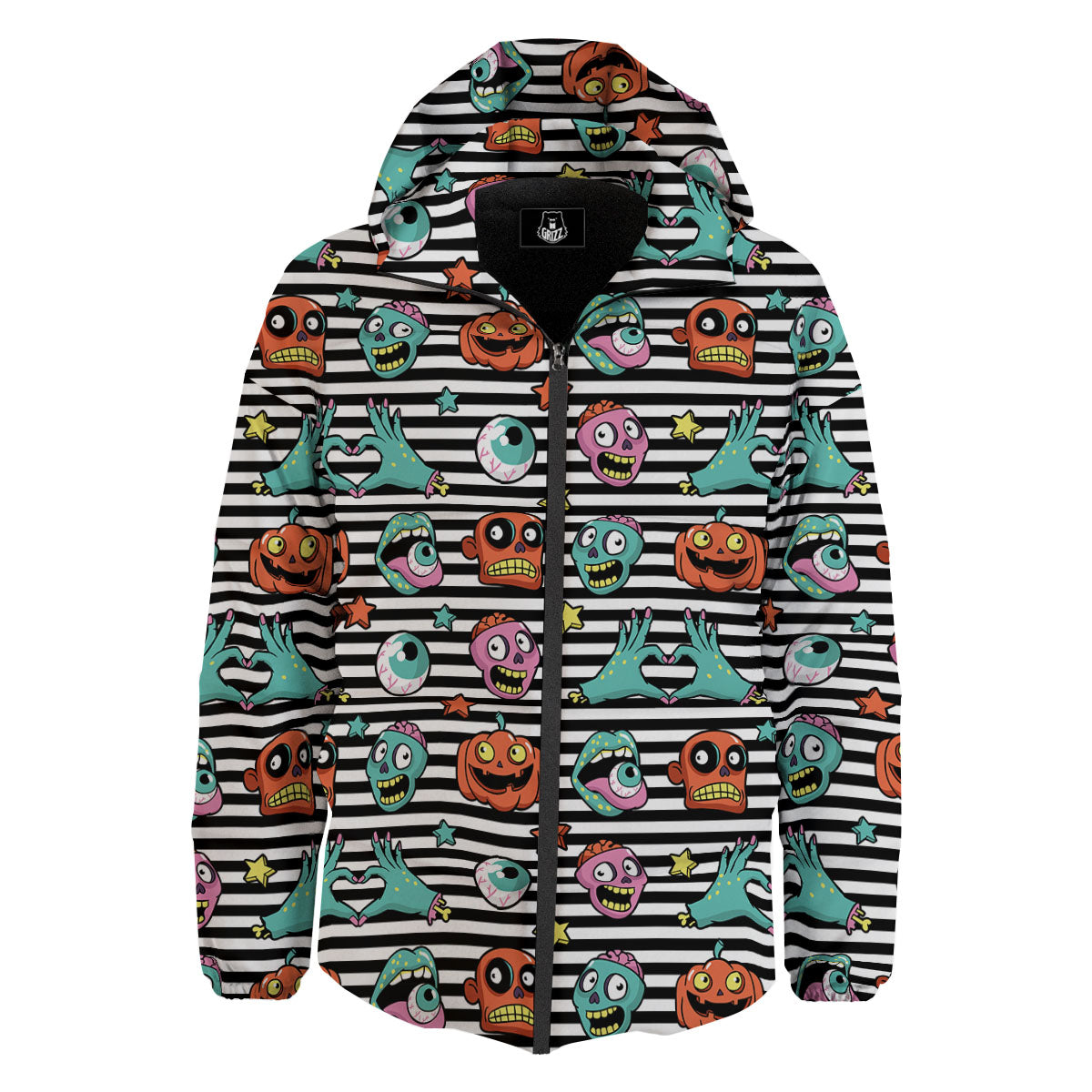 Zombie Striped Halloween Print Pattern Down Jacket-grizzshop