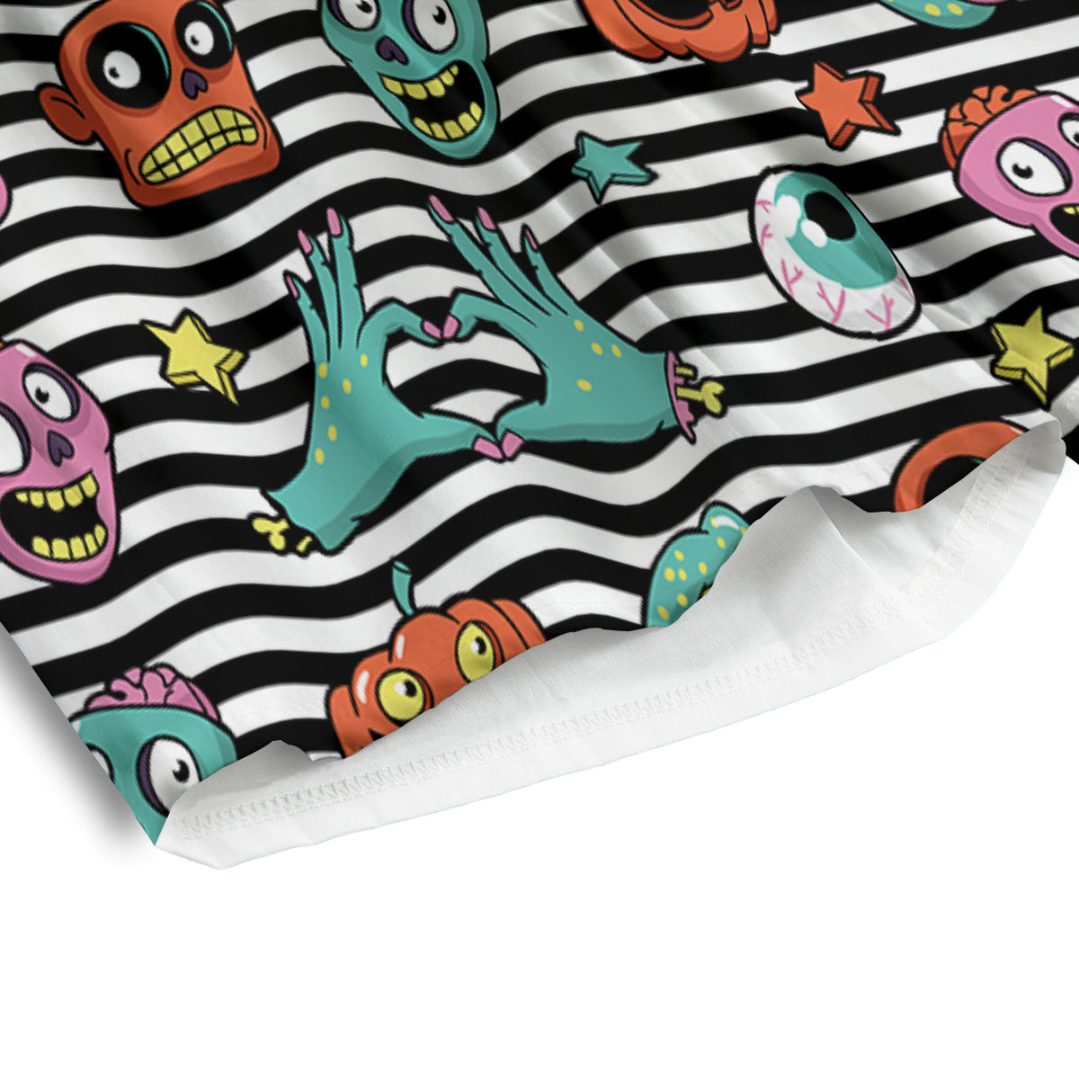Zombie Striped Halloween Print Pattern Men's Athletic Shorts