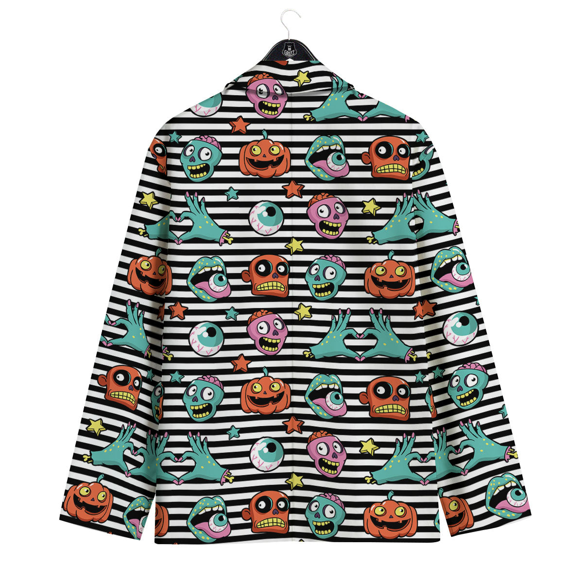 Zombie Striped Halloween Print Pattern Men's Sport Coat-grizzshop