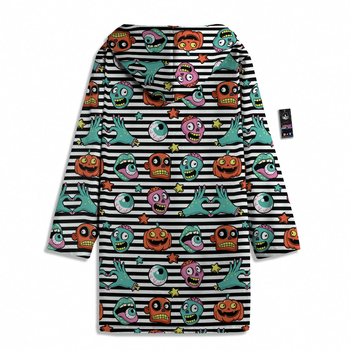 Zombie Striped Halloween Print Pattern Men's Windbreaker Jacket-grizzshop