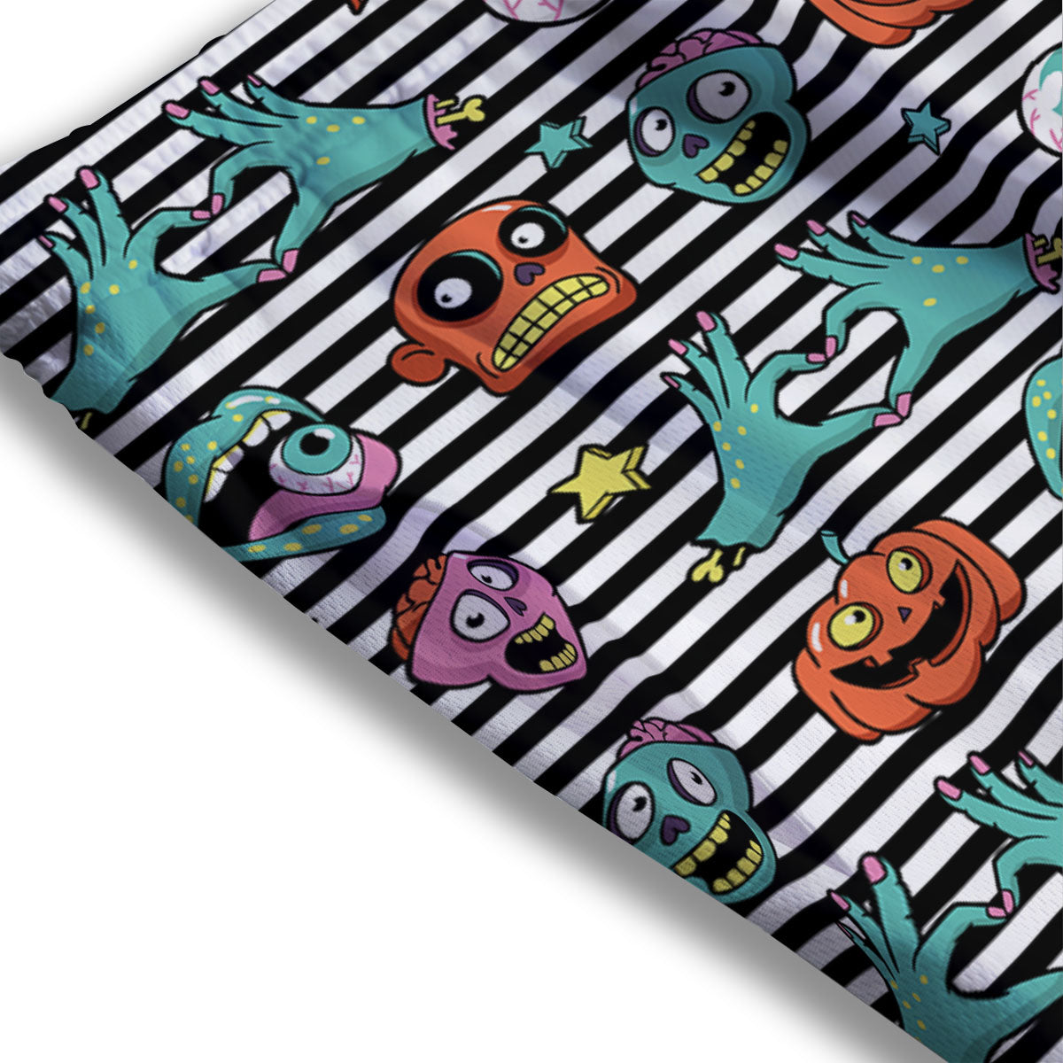 Zombie Striped Halloween Print Pattern Mesh Shorts