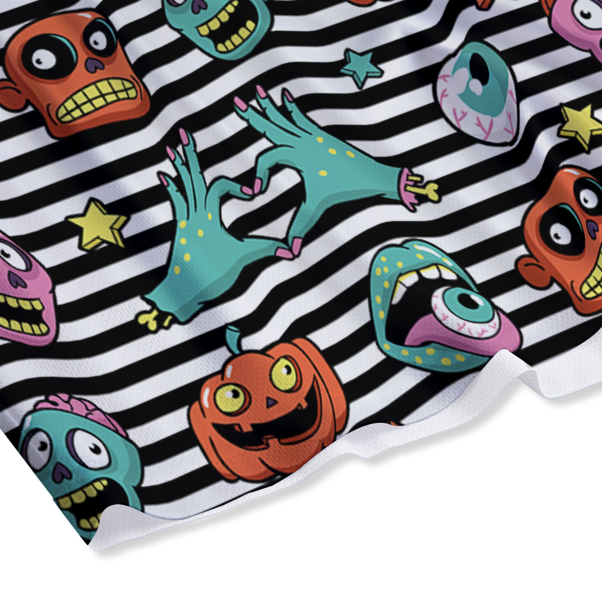 Zombie Striped Halloween Print Pattern Mesh Shorts