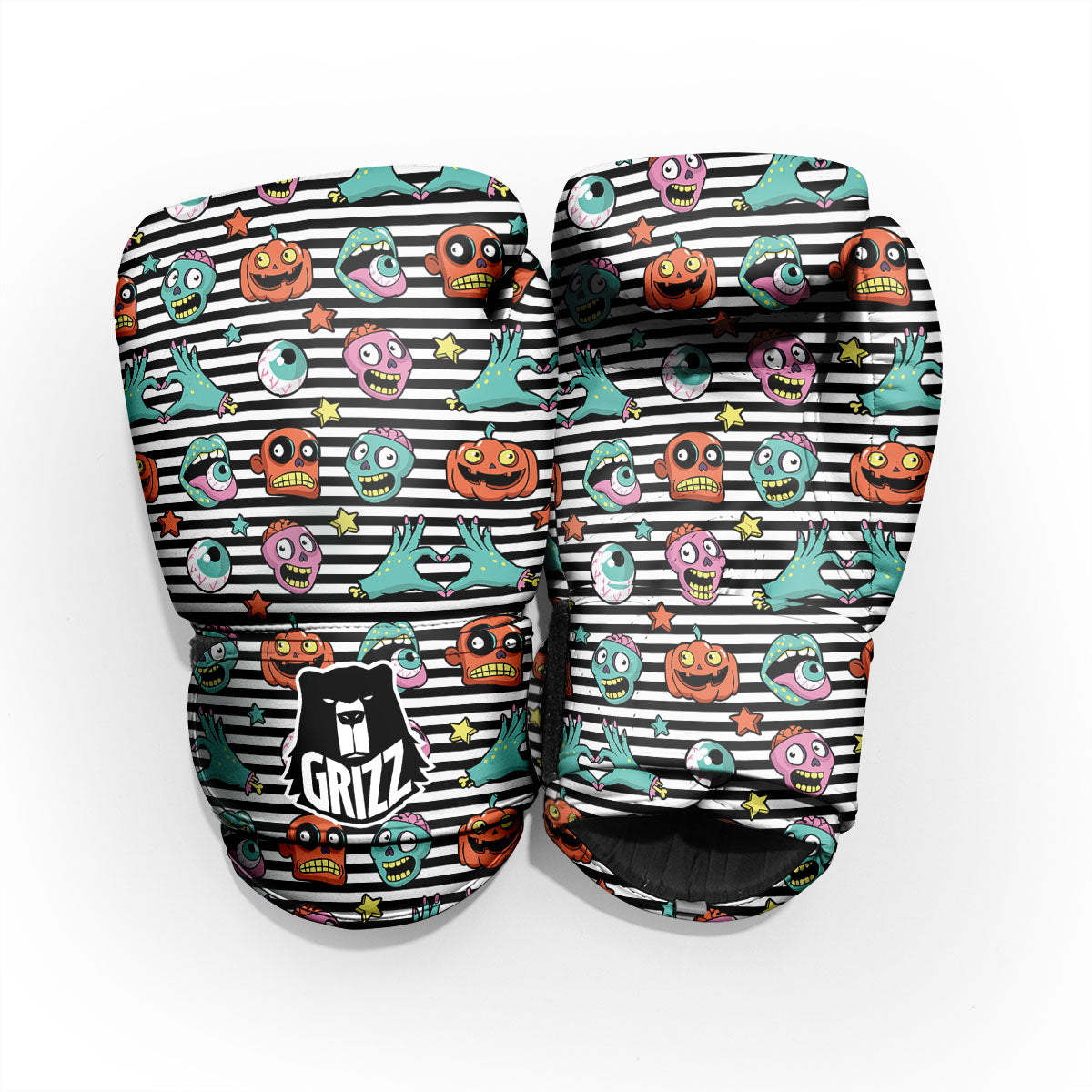 Zombie Striped Halloween Print Pattern Pro Boxing Glove