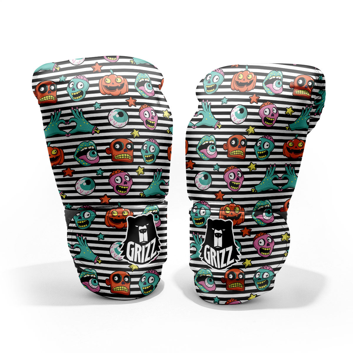 Zombie Striped Halloween Print Pattern Pro Boxing Glove