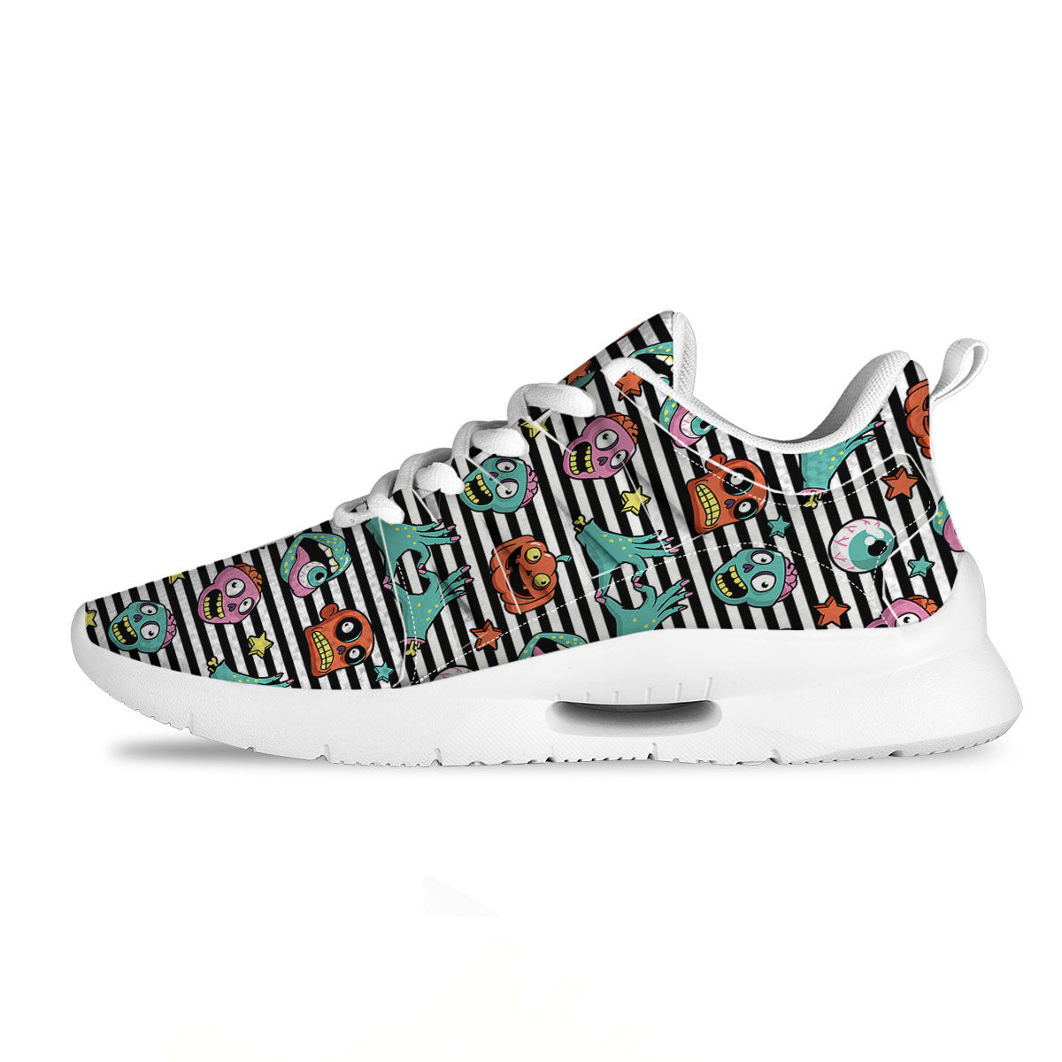 Zombie Striped Halloween Print Pattern Tennis Shoes-grizzshop