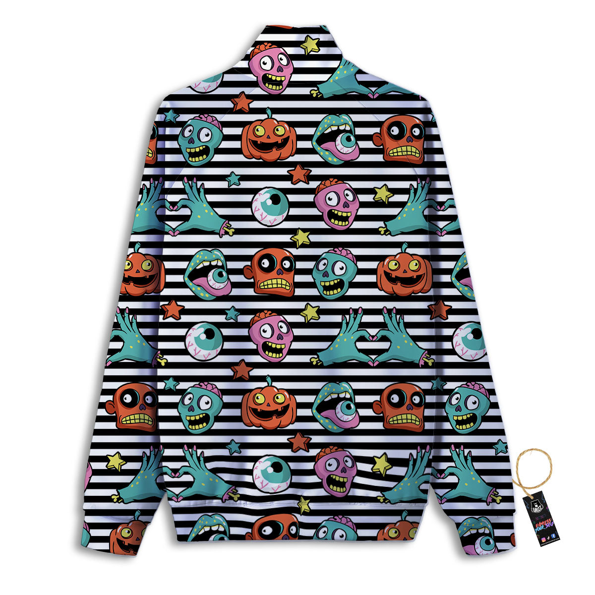 Zombie Striped Halloween Print Pattern Track Jacket-grizzshop