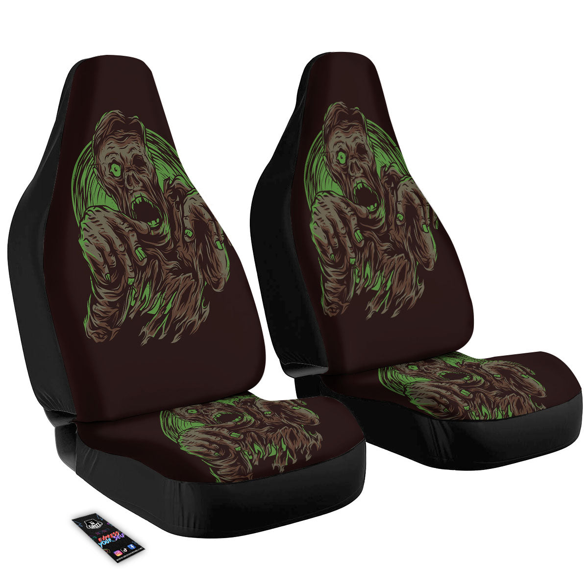 Zombie Walking Green Print Car Seat Covers-grizzshop