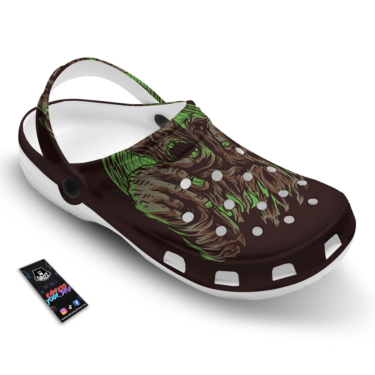 Zombie Walking Green Print Clog-grizzshop
