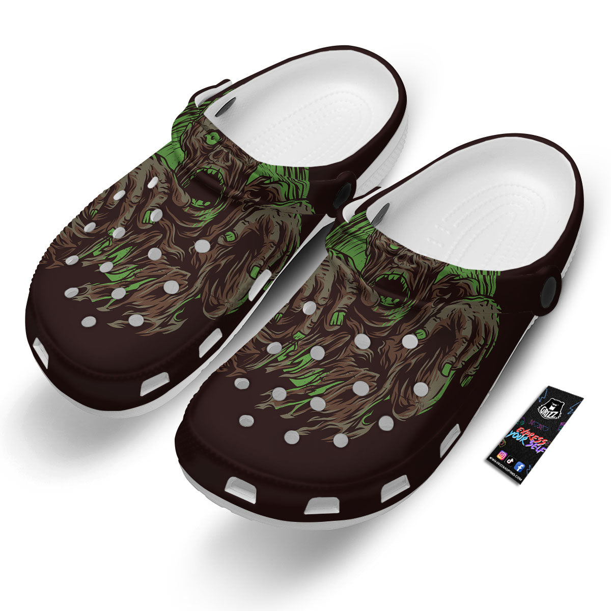 Zombie Walking Green Print Clog-grizzshop
