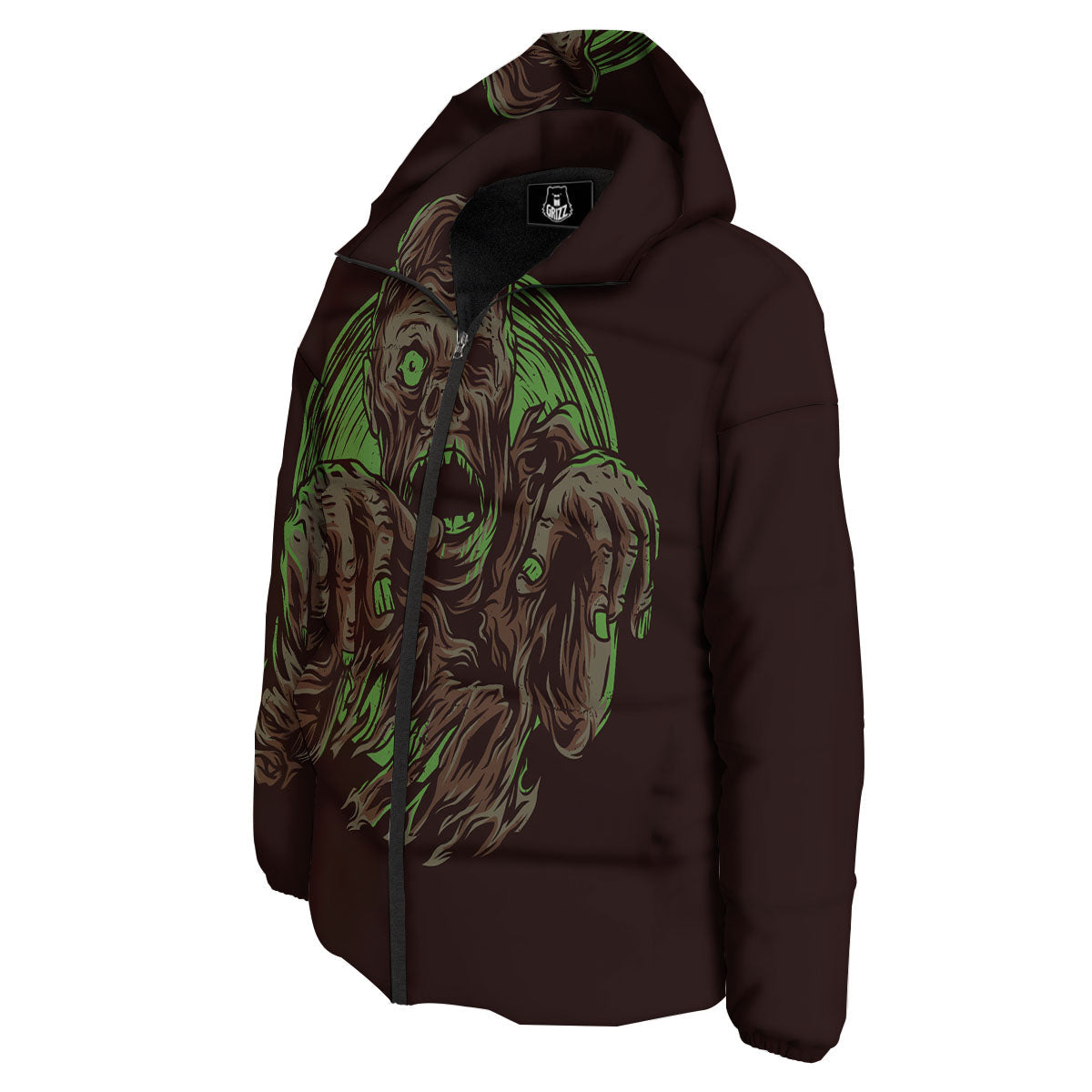 Zombie Walking Green Print Down Jacket-grizzshop