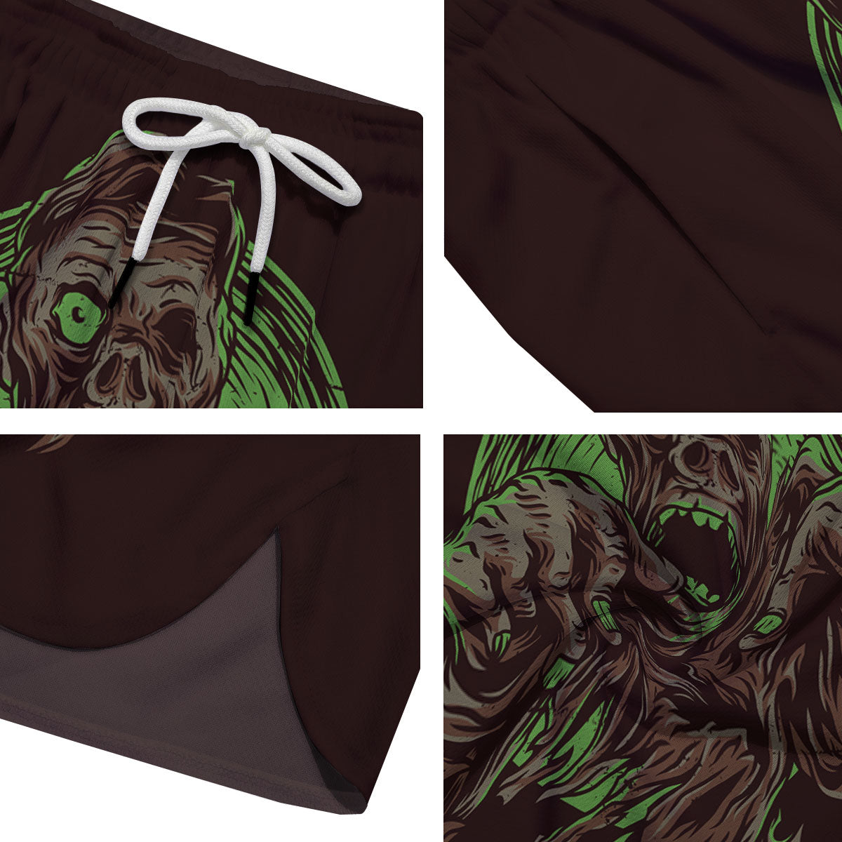 Zombie Walking Green Print Men's Running Shorts-grizzshop