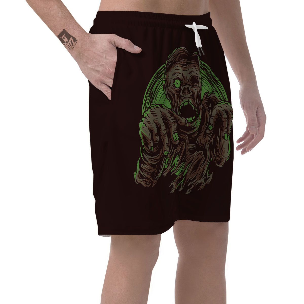 Zombie Walking Green Print Men's Shorts-grizzshop