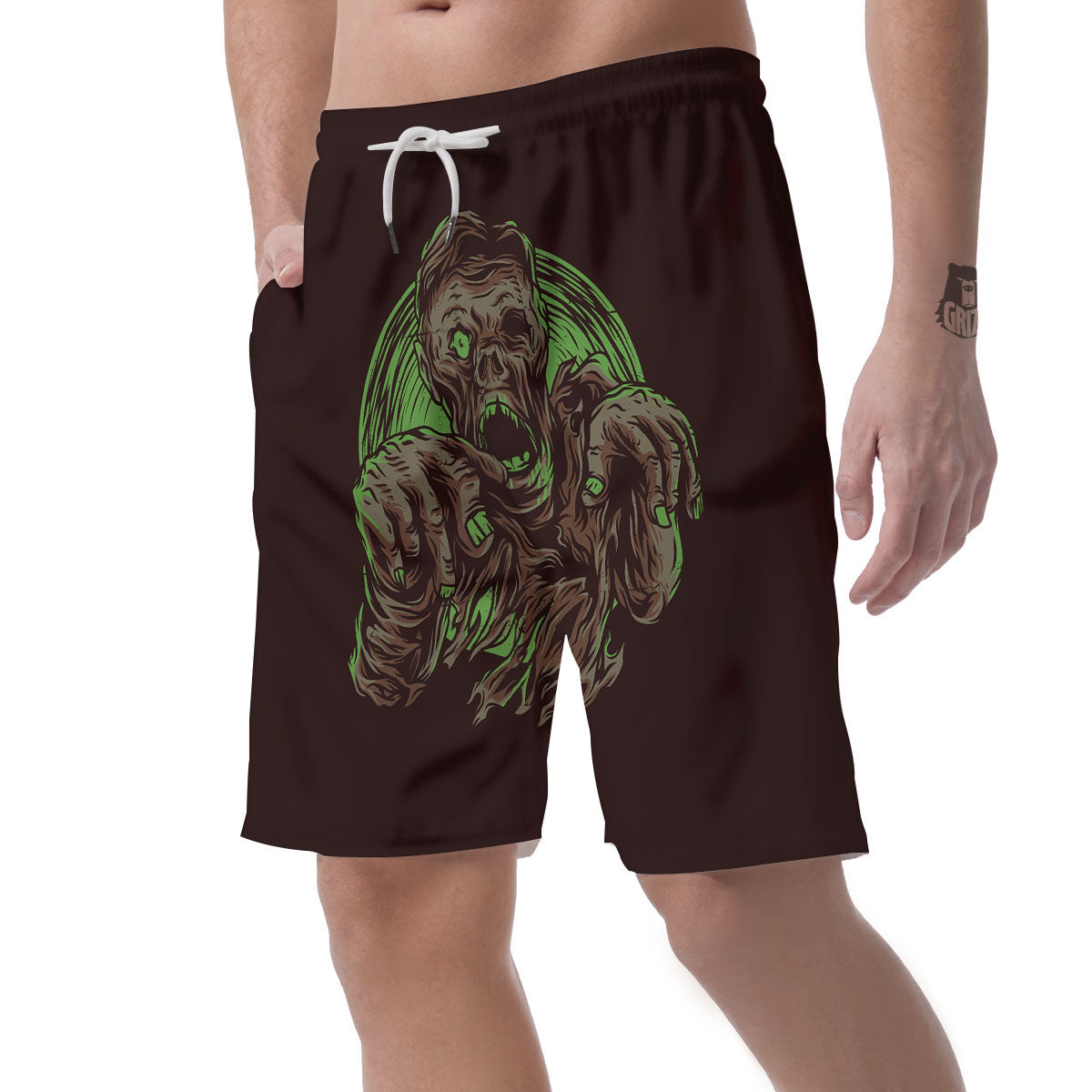 Zombie Walking Green Print Men's Shorts-grizzshop
