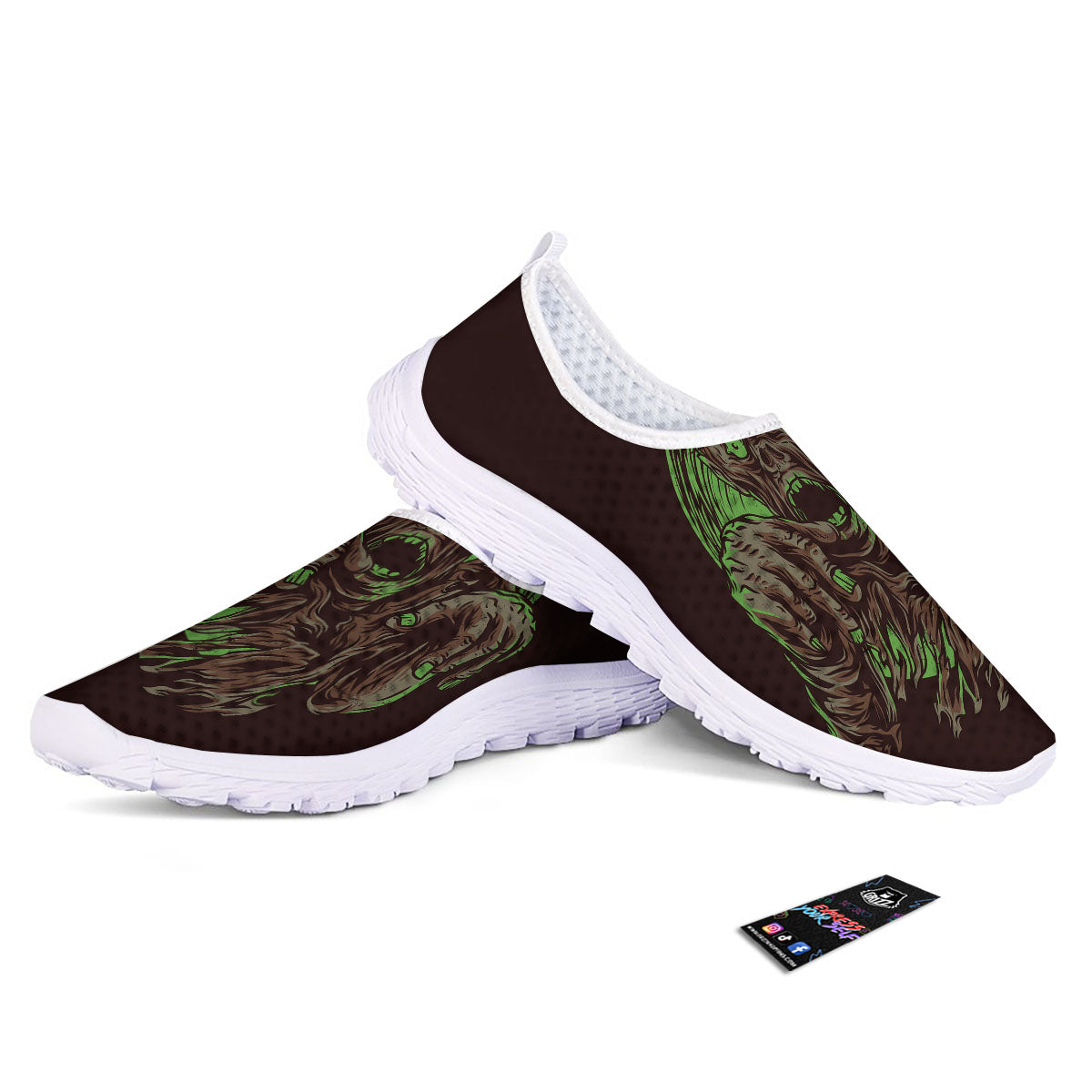 Zombie Walking Green Print Nurse Shoes-grizzshop